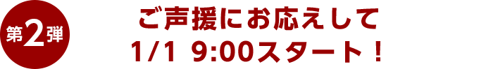 第2弾　ご声援にお応えして1/1 9:00スタート！